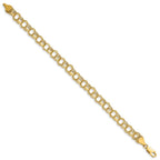 14k 7.5mm Hollow Triple Link 7.25 inch Charm Bracelet