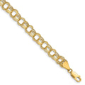 14k 7.5mm Hollow Triple Link 8.25 inch Charm Bracelet