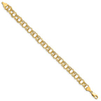 14k 8.5mm Hollow Triple Link 7.25 inch Charm Bracelet