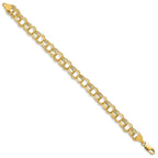 14k 9mm Hollow Triple Link 7 inch Charm Bracelet