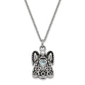 Sentimental Expressions Stainless Steel Light Blue CZ March Birthstone Antiqued Angel Ash Holder 18 inch Necklace