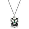 Sentimental Expressions Stainless Steel Green CZ May Birthstone Antiqued Angel Ash Holder 18 Inch Necklace