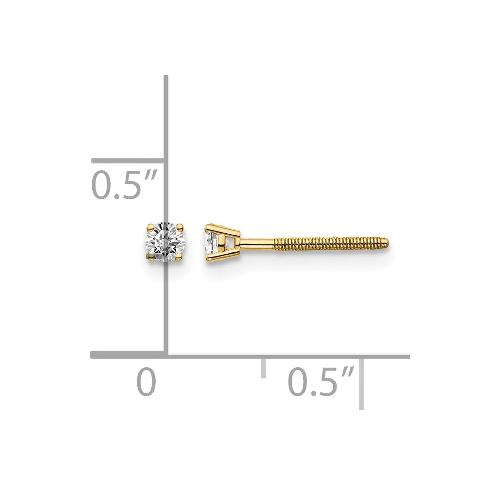 14ky .10ct. SI3 G-I Diamond Stud Thread on/off Post Earrings