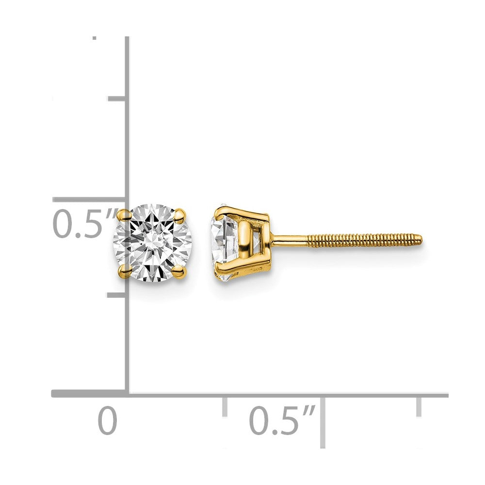 14ky 1.00ct. SI3 G-I Diamond Stud Thread on/off Post Earrings