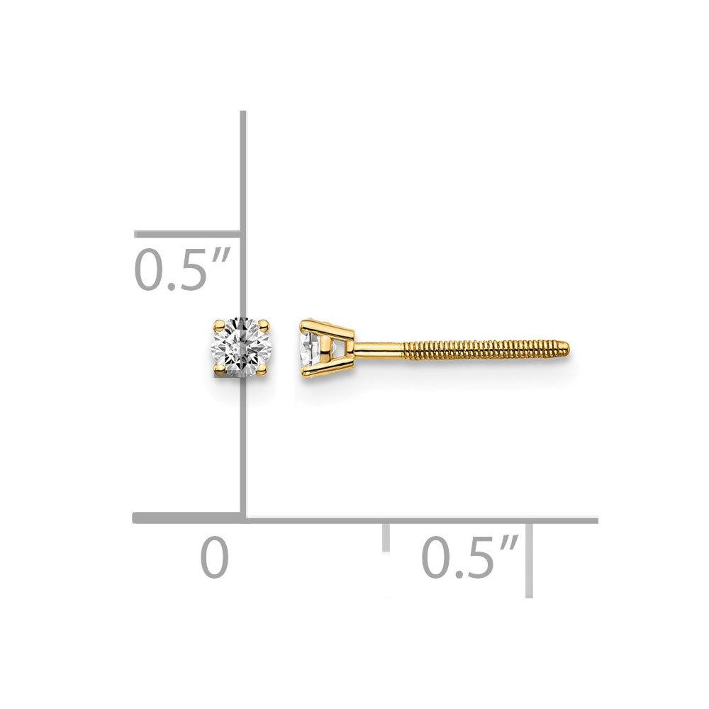 14ky .15ct. VS2/SI1 G-I Diamond Stud Thread on/off Post Earrings
