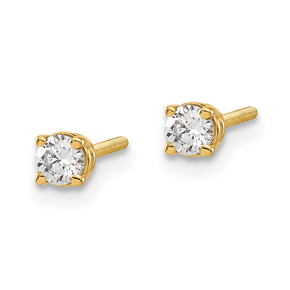 14ky .20ct. SI3 G-I Diamond Stud Thread on/off Post Earrings