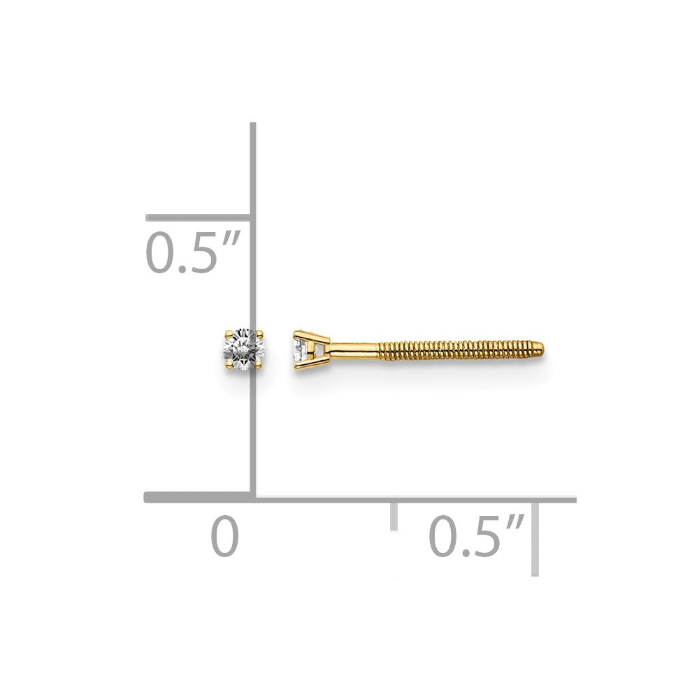 14ky .05ct. SI3 G-I Diamond Stud Thread on/off Post Earrings