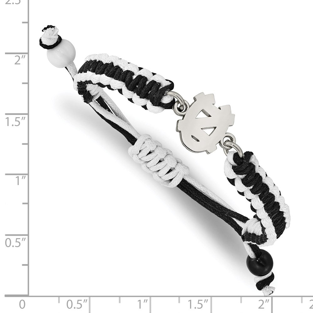Stainless Steel LogoArt University of North Carolina N-C Adjustable Cord Bracelet