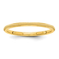 14k Yellow Gold 1.5mm Milgrain Stackable Band
