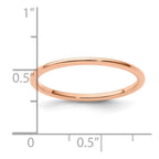 14K Rose Gold 1.2mm Half Round Polished Stackable Band