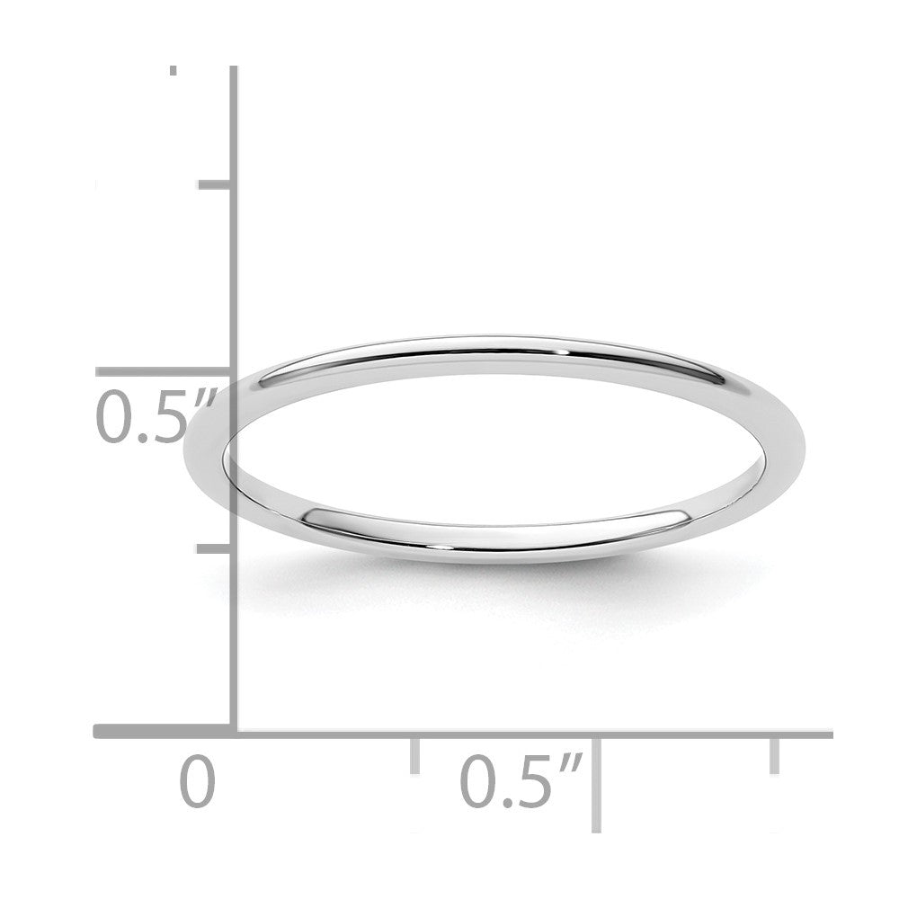 14K White Gold 1.2mm Half Round Polished Stackable Band