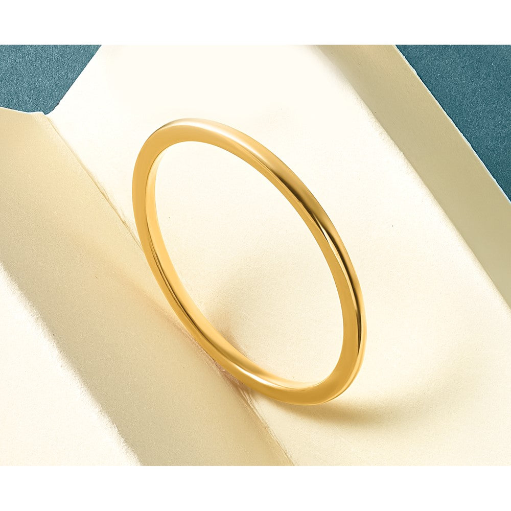 14K Yellow Gold 1.2mm Half Round Polished Stackable Band