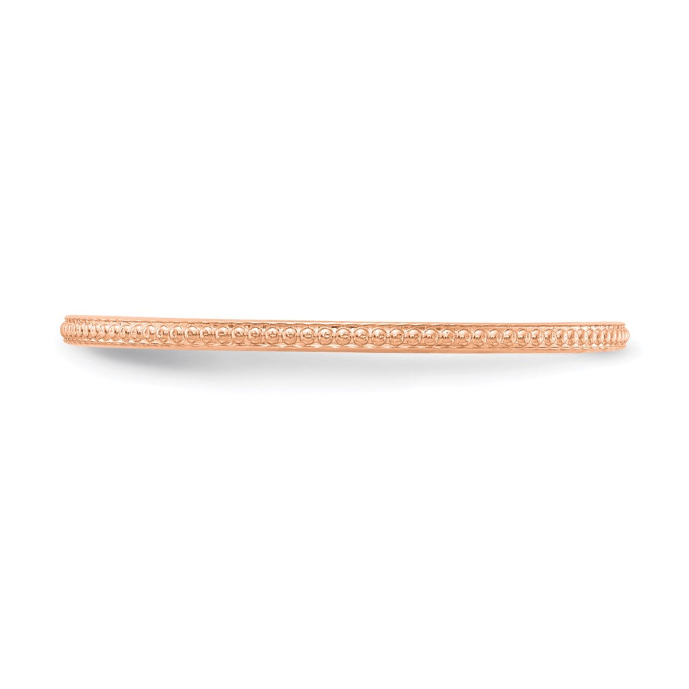 14K Rose Gold 1.2mm Beaded Stackable Band