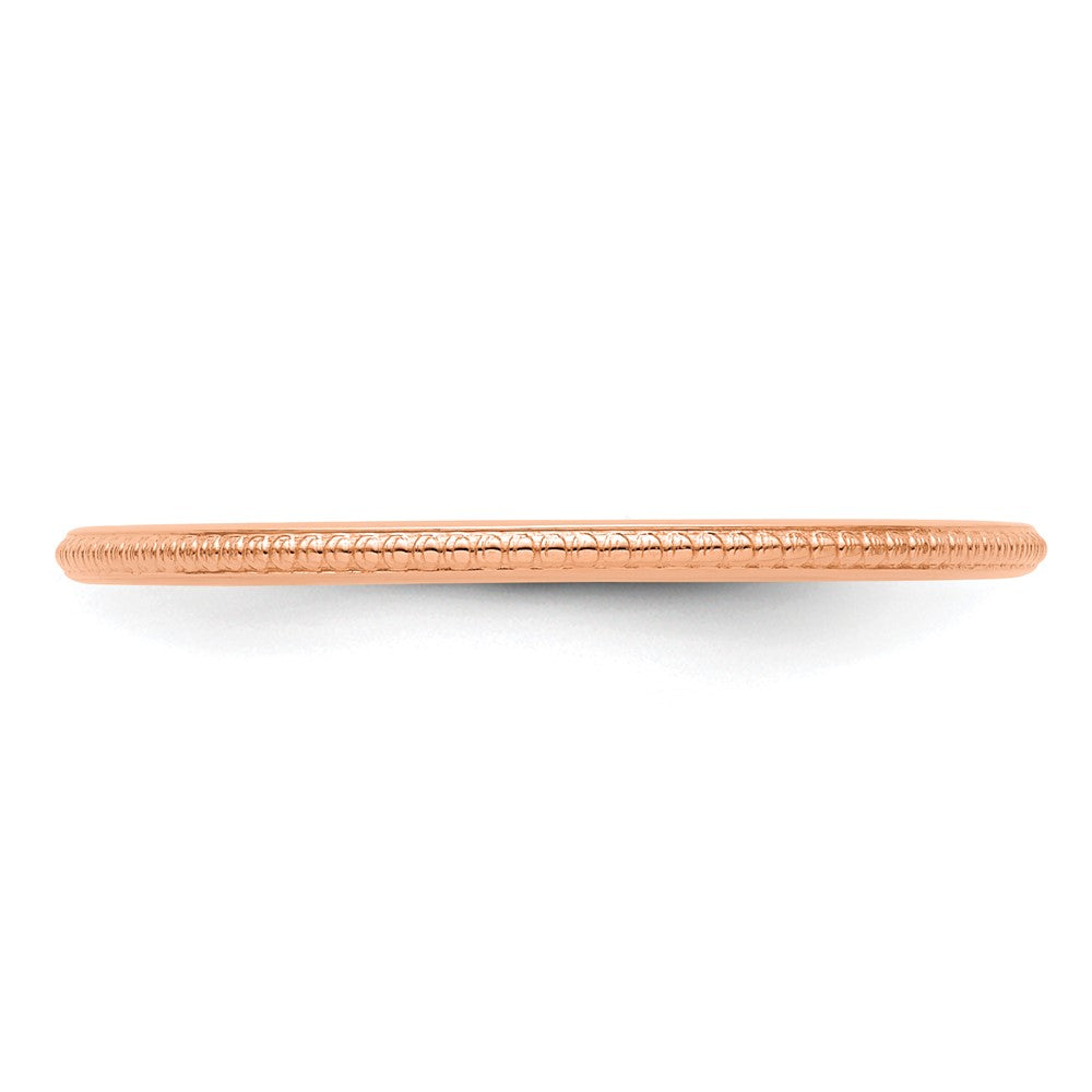 14K Rose Gold 1.2mm Beaded Stackable Band