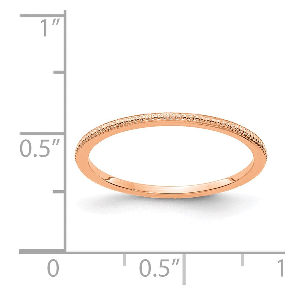 14K Rose Gold 1.2mm Beaded Stackable Band