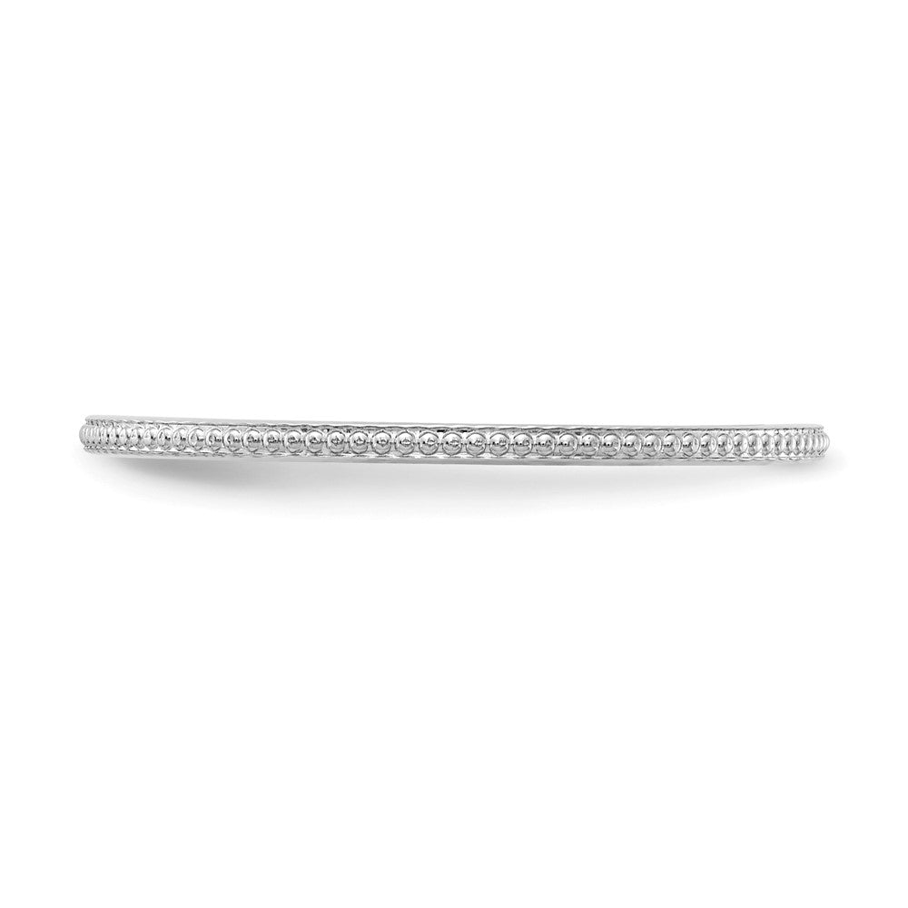 14K White Gold 1.2mm Beaded Stackable Band