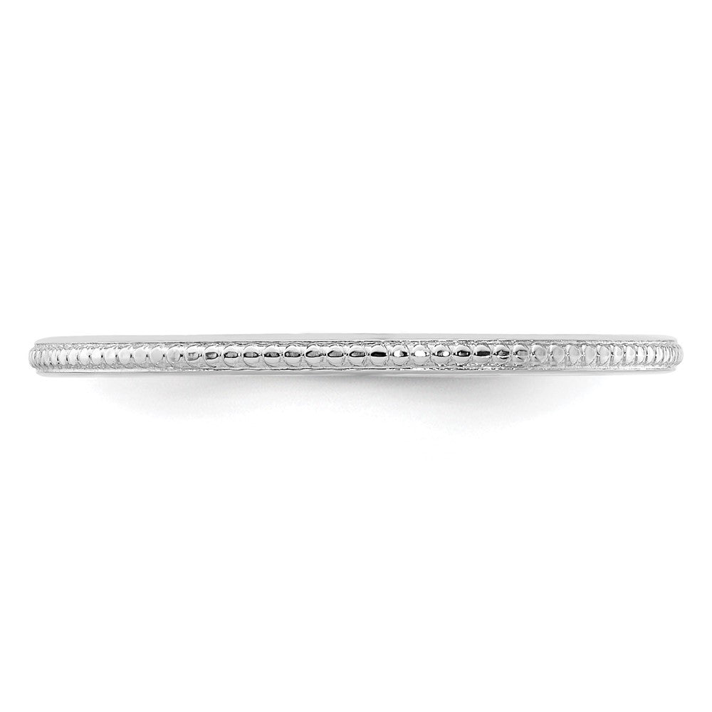 14K White Gold 1.2mm Beaded Stackable Band