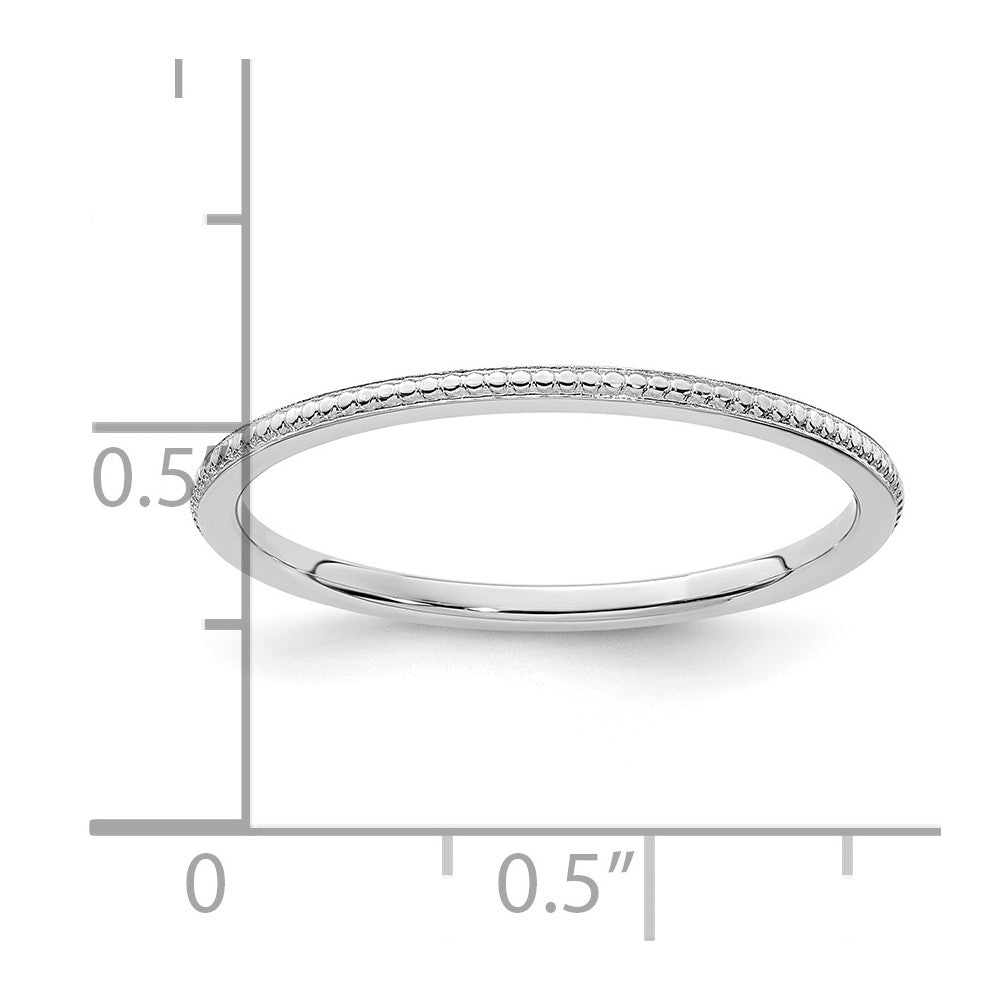 14K White Gold 1.2mm Beaded Stackable Band