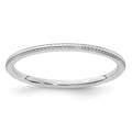 14K White Gold 1.2mm Beaded Stackable Band