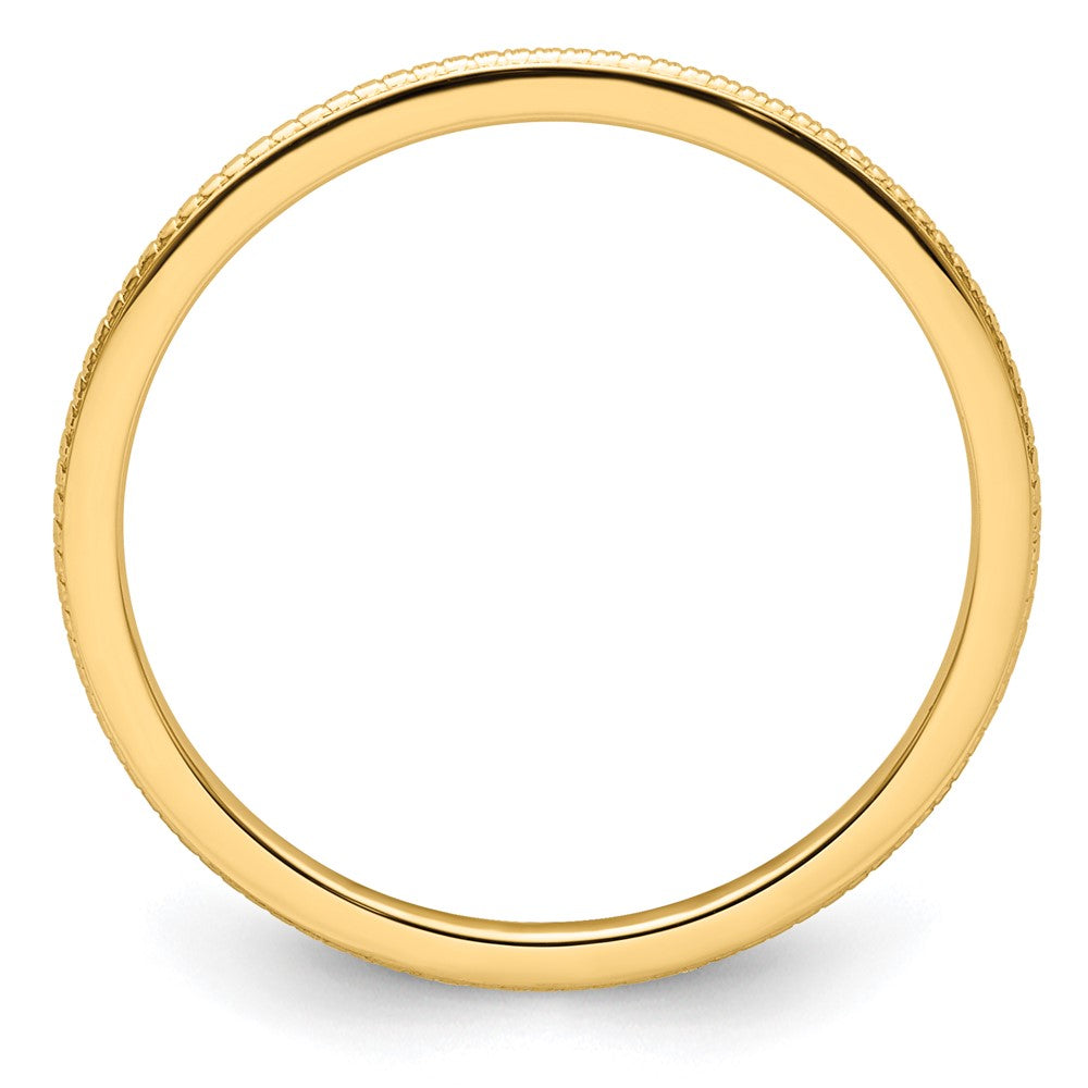 14K Yellow Gold 1.2mm Beaded Stackable Band