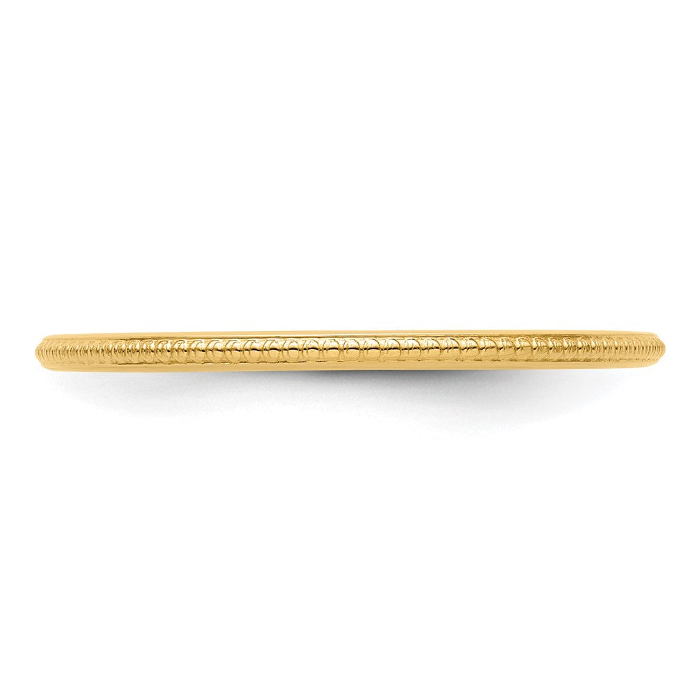 14K Yellow Gold 1.2mm Beaded Stackable Band