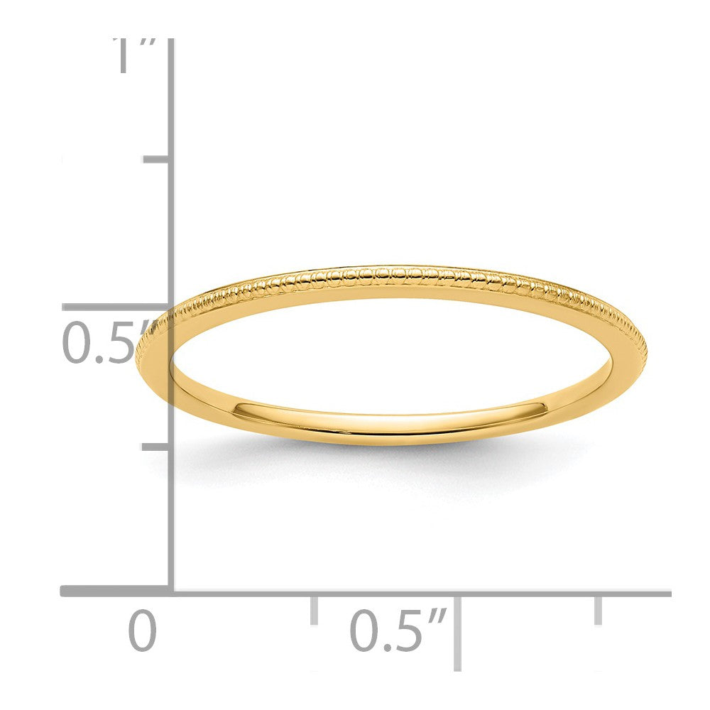 14K Yellow Gold 1.2mm Beaded Stackable Band
