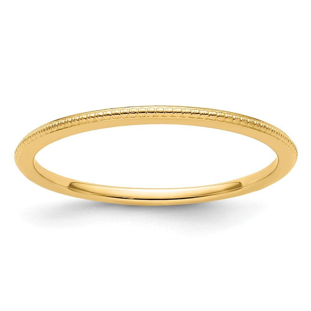 14K Yellow Gold 1.2mm Beaded Stackable Band