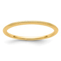 14K Yellow Gold 1.2mm Beaded Stackable Band
