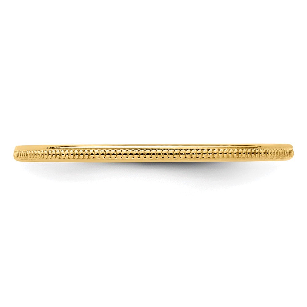 14K Yellow Gold 1.2mm Milgrain Stackable Band
