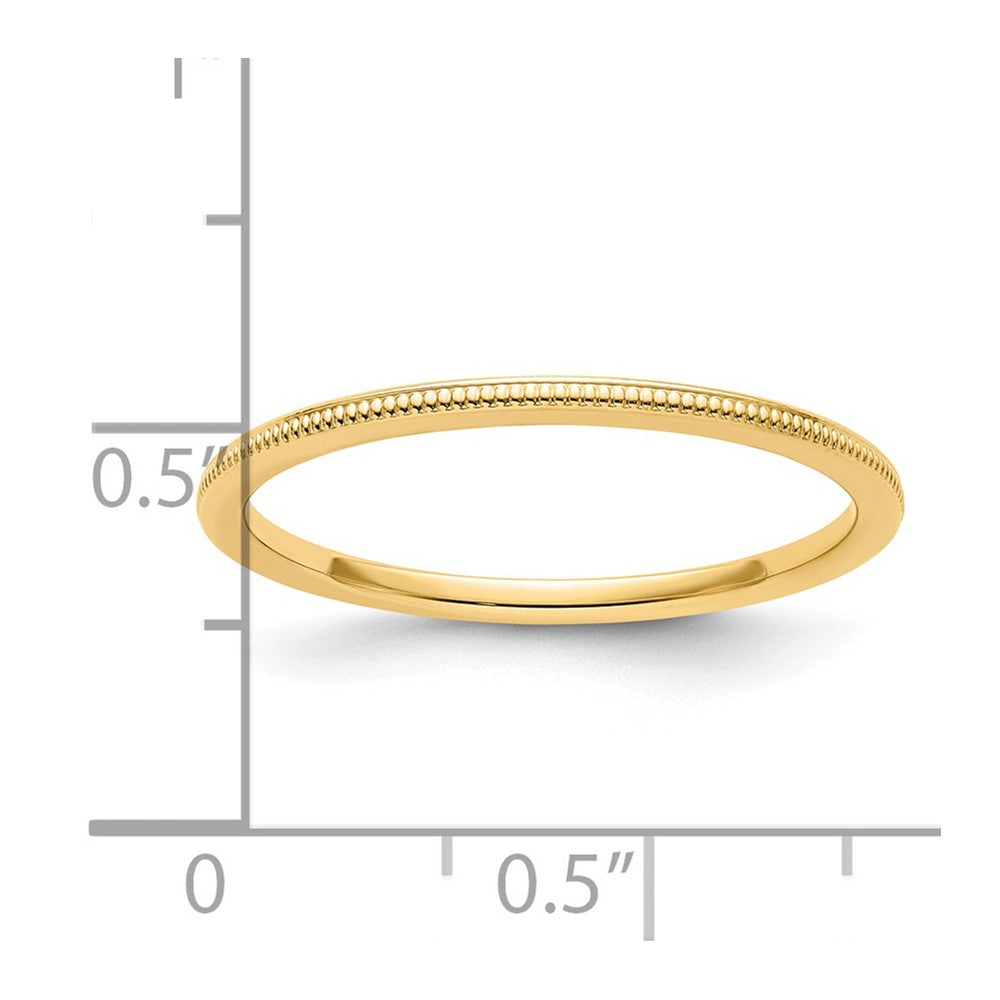 14K Yellow Gold 1.2mm Milgrain Stackable Band