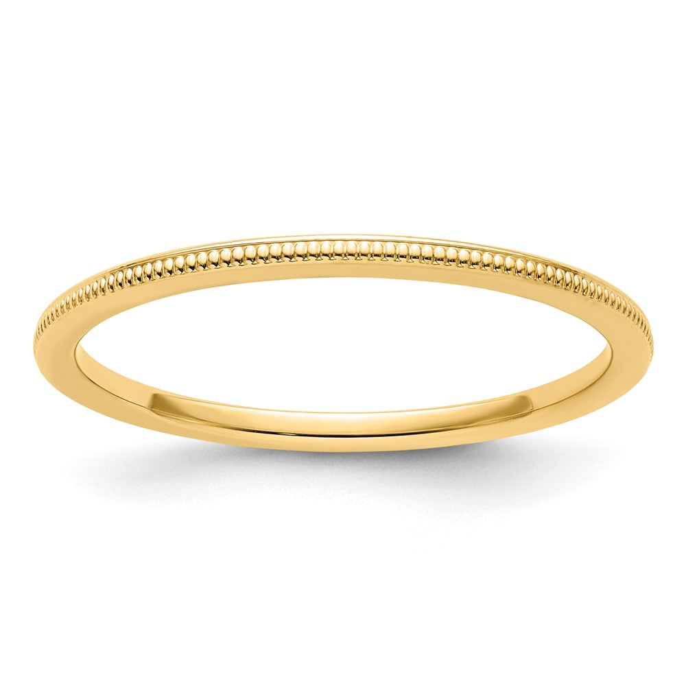 14K Yellow Gold 1.2mm Milgrain Stackable Band