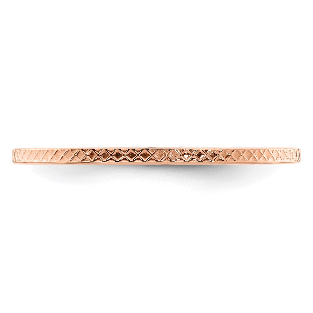 14K Rose Gold 1.2mm Criss-Cross Pattern Stackable Band
