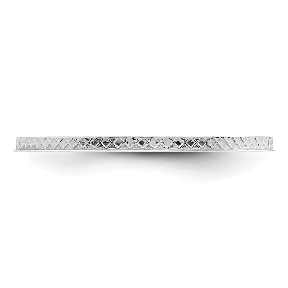 14K White Gold 1.2mm Criss-Cross Pattern Stackable Band