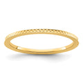 14K Yellow Gold 1.2mm Criss-Cross Pattern Stackable Band