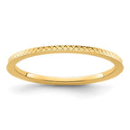 14K Yellow Gold 1.2mm Criss-Cross Pattern Stackable Band