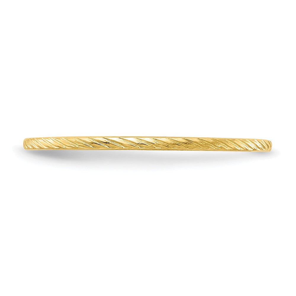 14K Yellow Gold 1.2mm Twisted Wire Pattern Stackable Band