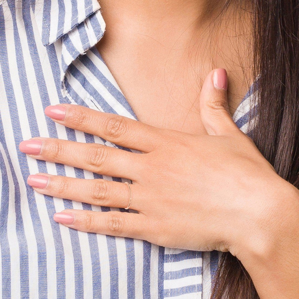 14K Rose Gold 1.2mm Half Round Satin Stackable Band