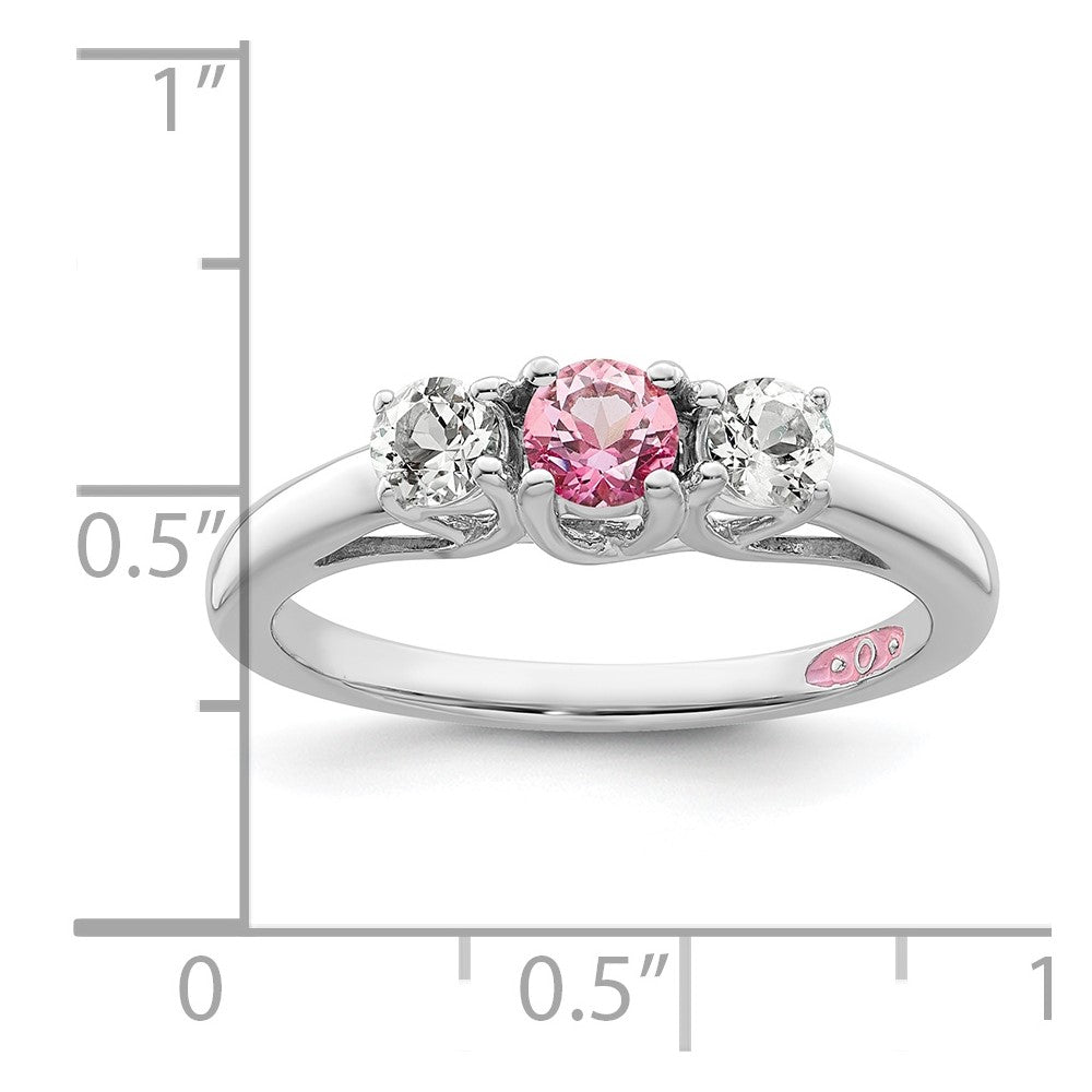 Survivor Collection Sterling Silver Rhodium-plated Clear and Pink Topaz Pamela Ring