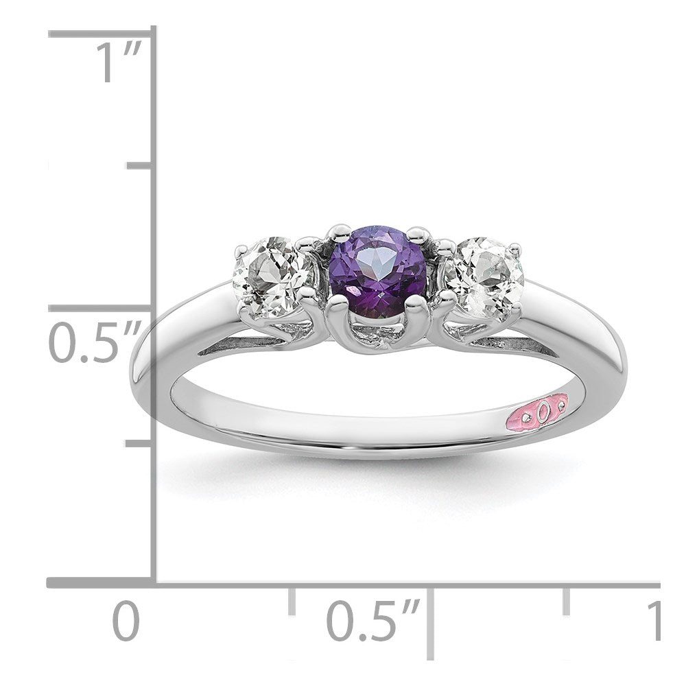 Survivor Collection Sterling Silver Rhodium-plated Clear and Purple Topaz Pamela Ring