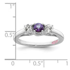 Survivor Collection Sterling Silver Rhodium-plated Clear and Purple Topaz Pamela Ring