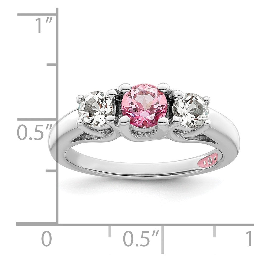 Survivor Collection Sterling Silver Rhodium-plated Clear and Pink Topaz Pamela Ring