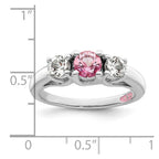 Survivor Collection Sterling Silver Rhodium-plated Clear and Pink Topaz Pamela Ring