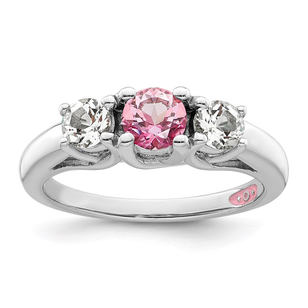 Survivor Collection Sterling Silver Rhodium-plated Clear and Pink Topaz Pamela Ring