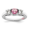 Survivor Collection Sterling Silver Rhodium-plated Clear and Pink Topaz Pamela Ring