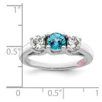 Survivor Collection Sterling Silver Rhodium-plated Clear and Blue Topaz Pamela Ring