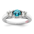 Survivor Collection Sterling Silver Rhodium-plated Clear and Blue Topaz Pamela Ring