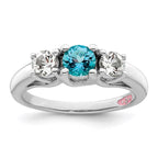 Survivor Collection Sterling Silver Rhodium-plated Clear and Blue Topaz Pamela Ring
