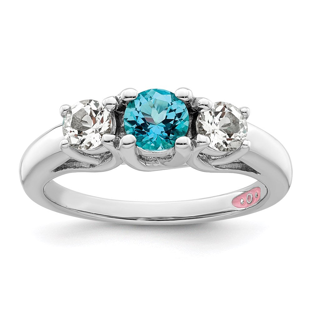 Survivor Collection Sterling Silver Rhodium-plated Clear and Blue Topaz Pamela Ring
