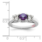 Survivor Collection Sterling Silver Rhodium-plated Clear and Purple Topaz Pamela Ring