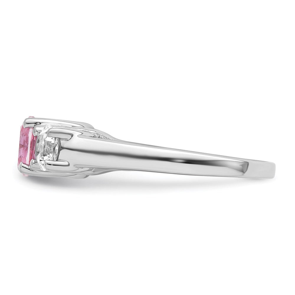 Survivor Collection Sterling Silver Rhodium-plated Clear Pink Topaz Pamela Ring